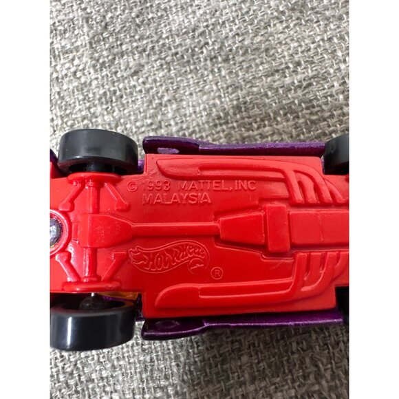 1993 Mattel Hot Wheels Purple Die Cast Car Orange Dome & Green Flame Graphics - Picture 6 of 6